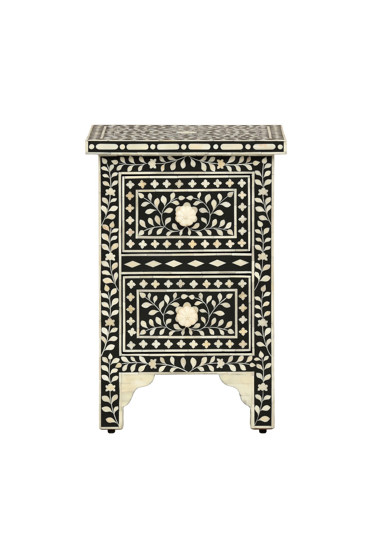 Bone Inlay 2 Drawers Bedside
