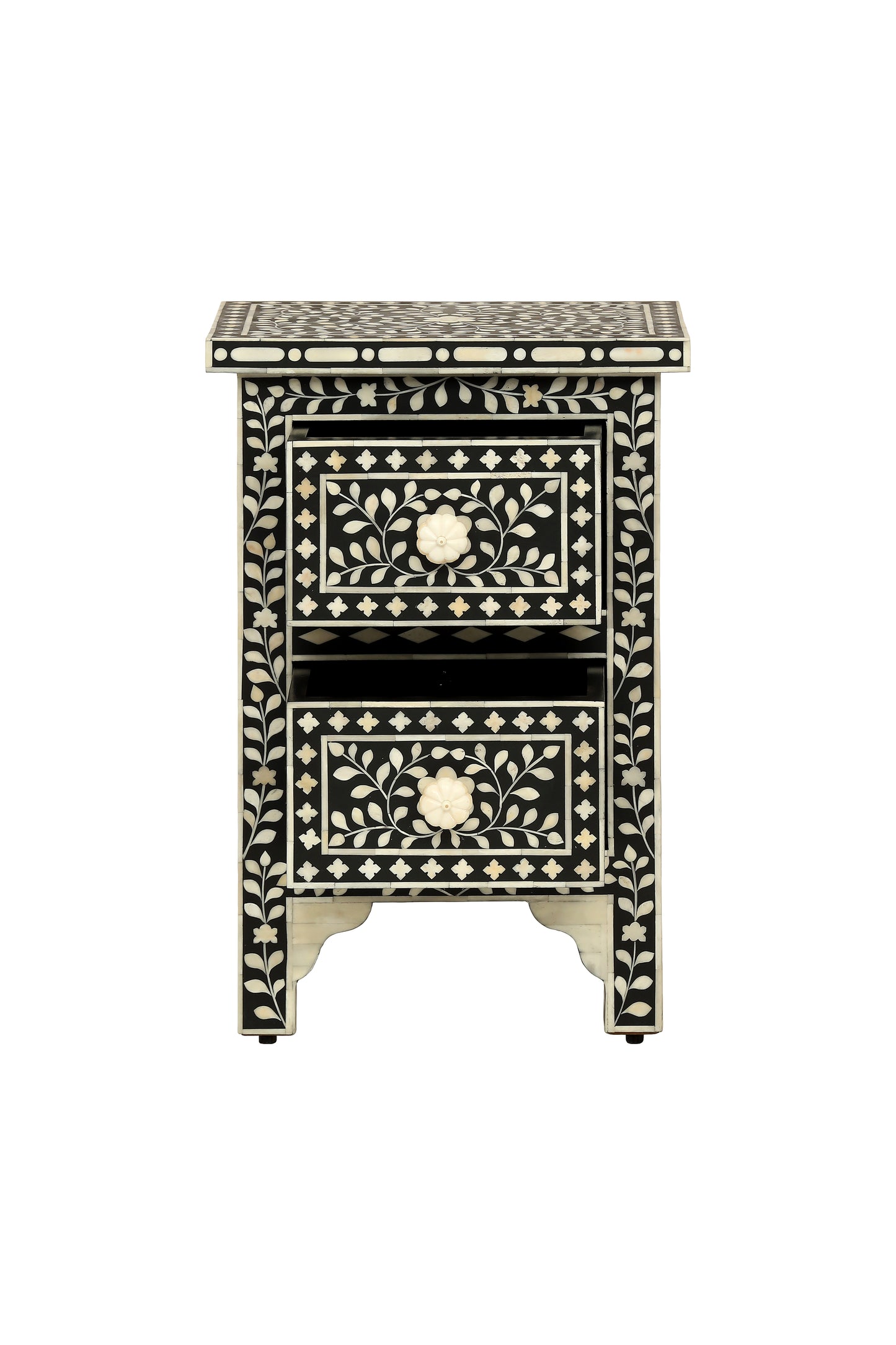 Bone Inlay 2 Drawers Bedside