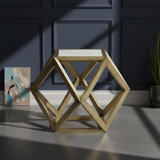Brass Cube With Marble Top