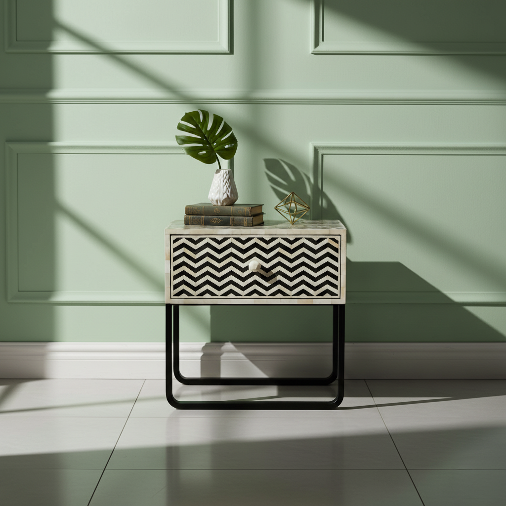 Chevron Bed Side 1 Drawer