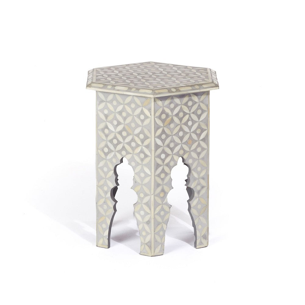 Jasmine Hexa Stool Eye Design Grey