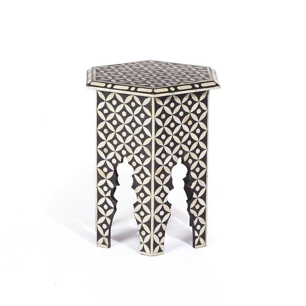 Jasmine Hexa Stool Eye Design Black