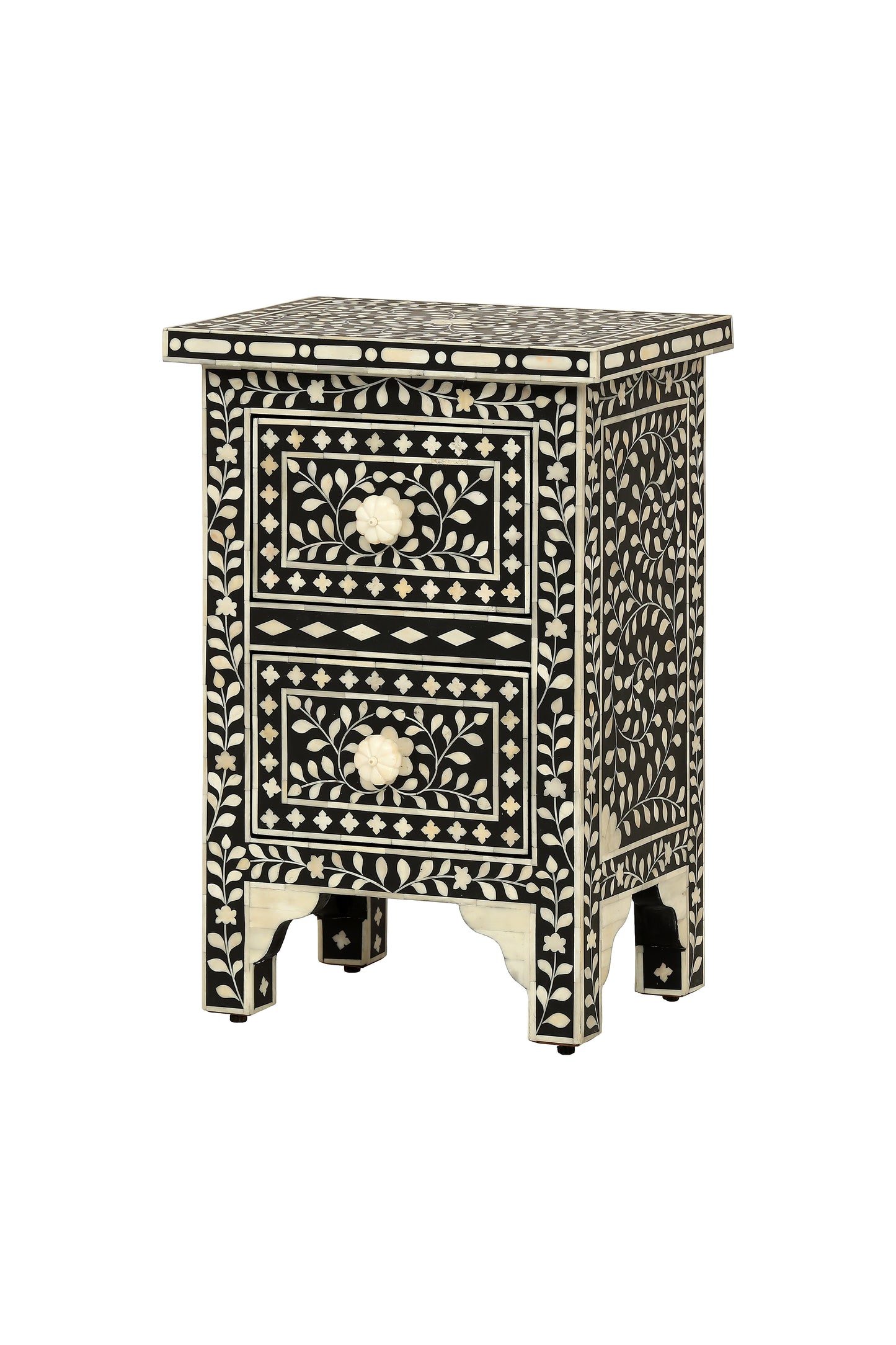 Bone Inlay 2 Drawers Bedside