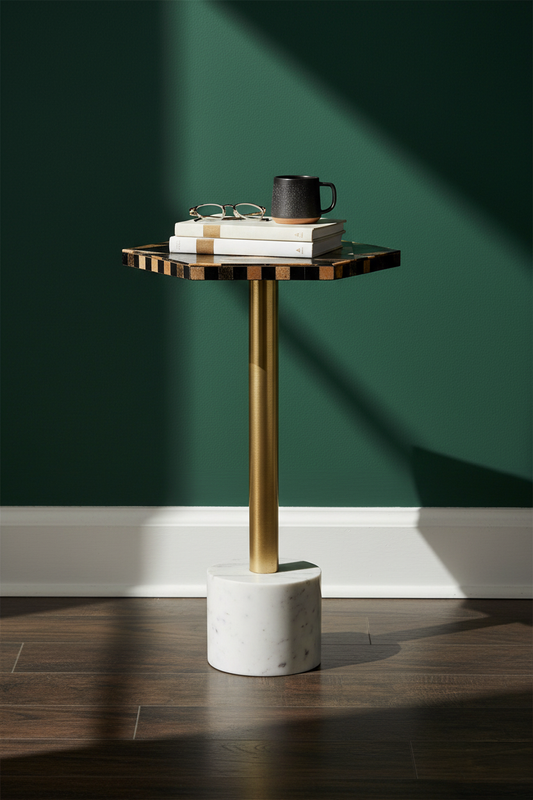 Alablaster Mono Crome Horn Side Table