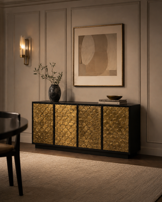 Fish Scale Credenza Four Door Main Character | Luxury Furniture Studio