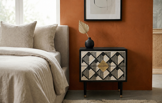 Diamond Bedside Bone Inlay Main Character | Luxury Furniture Studio