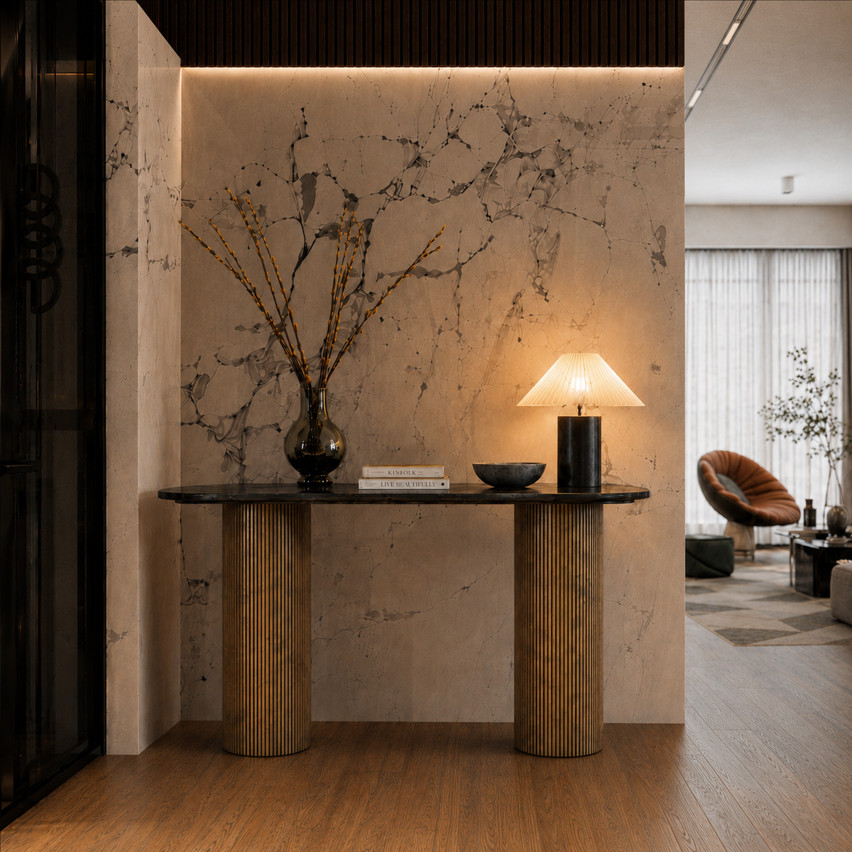 Scallop Pillar Console Main Character | Luxury Furniture Studio