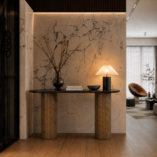 Scallop Pillar Console Main Character | Luxury Furniture Studio