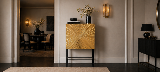 Sunburst Bar Cabinet Main Character | Luxury Furniture Studio