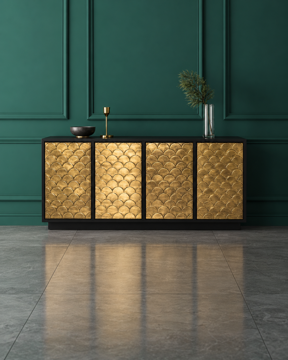 Fish Scale Credenza  Four Door Main Character | Luxury Furniture Studio